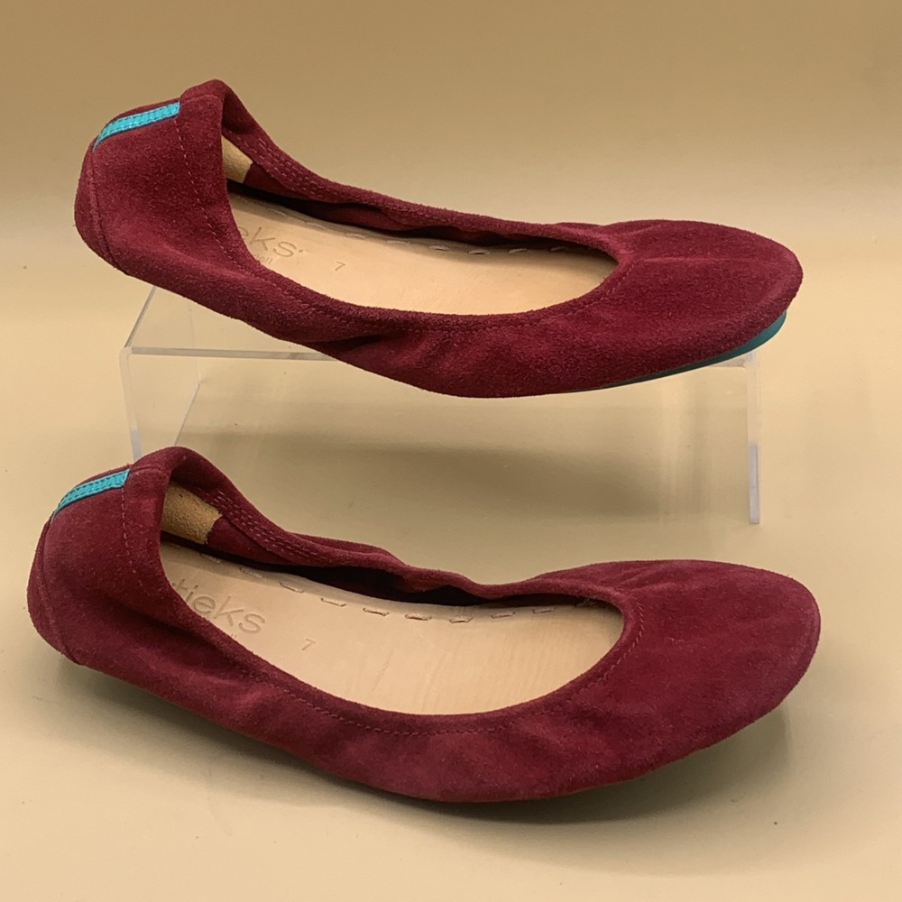 Tieks Women's Red Suede Ballet Flats Foldable Lightweight Slip-On US 7